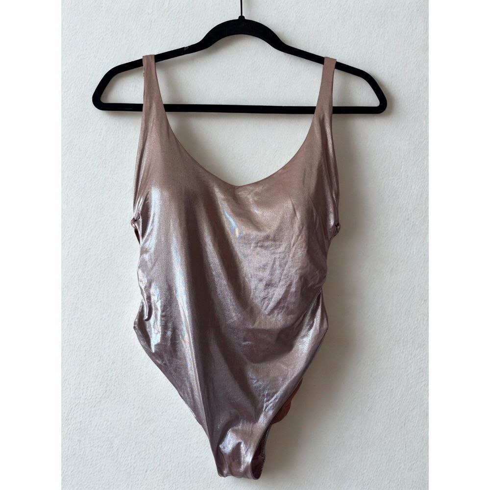 NWT Zara Rose Gold Knotted Metallic Swimsuit Size Small